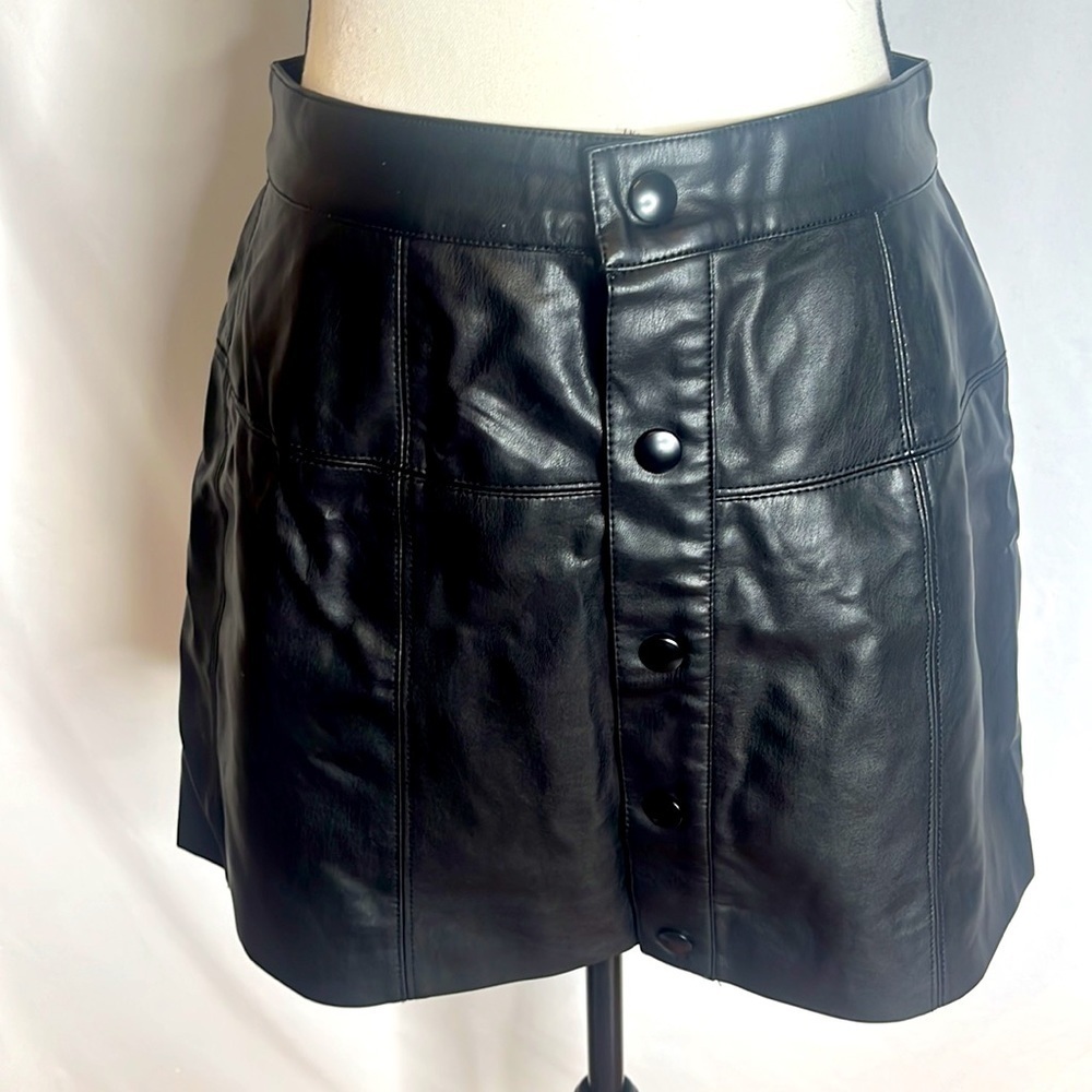 Free People Oh Snap Faux Leather Button Down Skirt - Picture 4 of 7